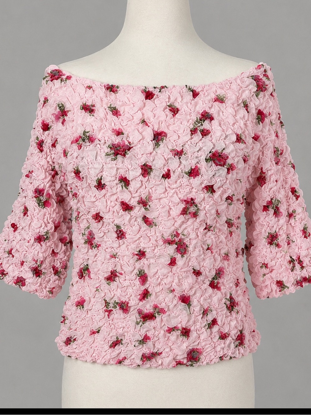 Free People Smocked Floral Off-the-Shoulder Blouse | Pink | Size S